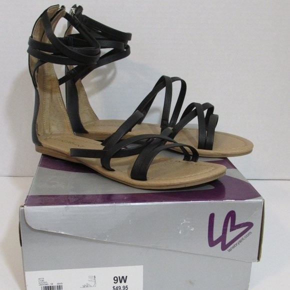 Lane Bryant Shoes - LANE BRYANT BLACK GLADIATOR STRAPPY SANDALS Womens Size 9 wide 9W